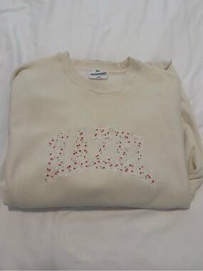 HAZEL Cherry Print Cream Crewneck Sweatshirt